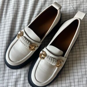See By Chloe White Loafers with Gold Detail